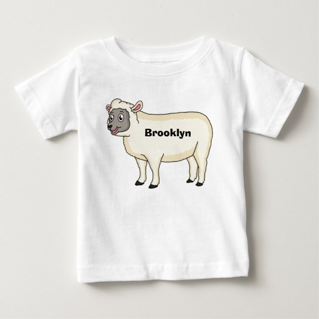 Cute happy sheep cartoon illustration  t shirt (Framsida)