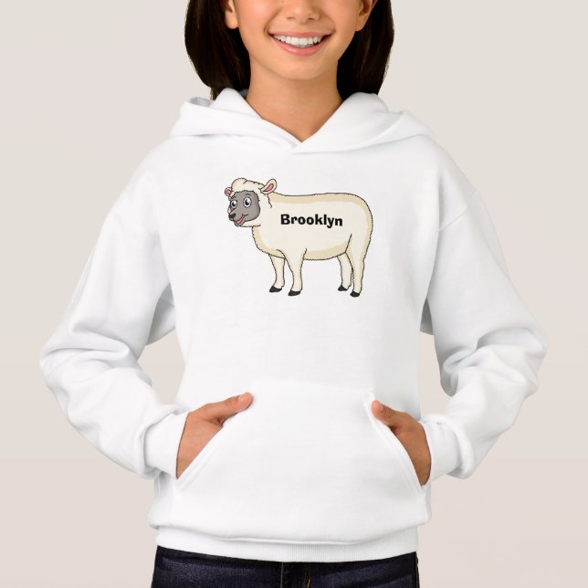 Cute happy sheep cartoon illustration t shirt (Framsida)