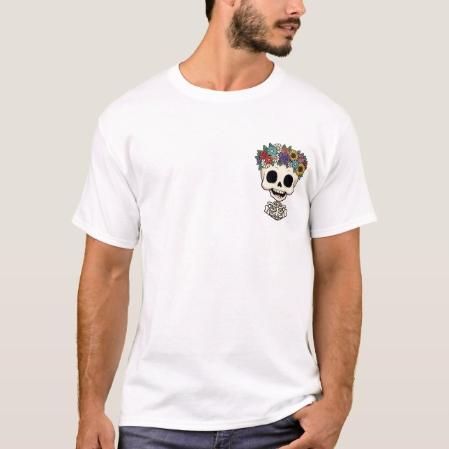 Cute Happy Skeleton Character T Shirt (Framsida)