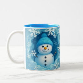Cute Happy Snowman Face Personalized Coffee Mug Två-Tonad Mugg