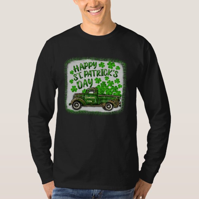 Cute Happy St Patrick s Day Leopard Shamrock Farm  T Shirt (Framsida)