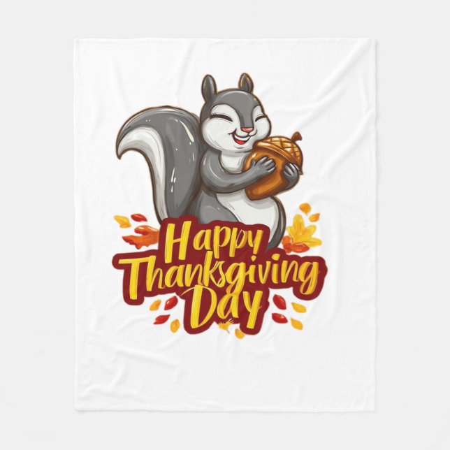 Cute Happy thanksgiving-ekorrel Classic T-Shirt Fleecefilt (Framsidan)