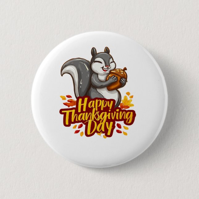 Cute Happy thanksgiving-ekorrel Classic T-Shirt Knapp (Framsida)