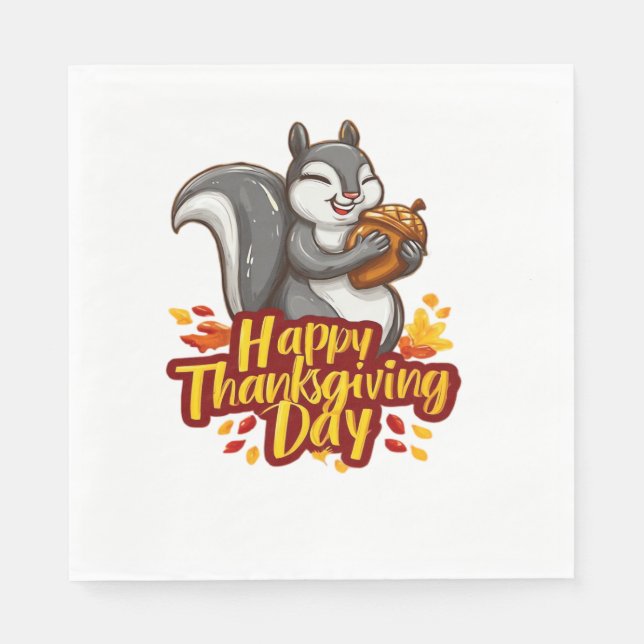 Cute Happy thanksgiving-ekorrel Classic T-Shirt Pappersservett (Framsidan)