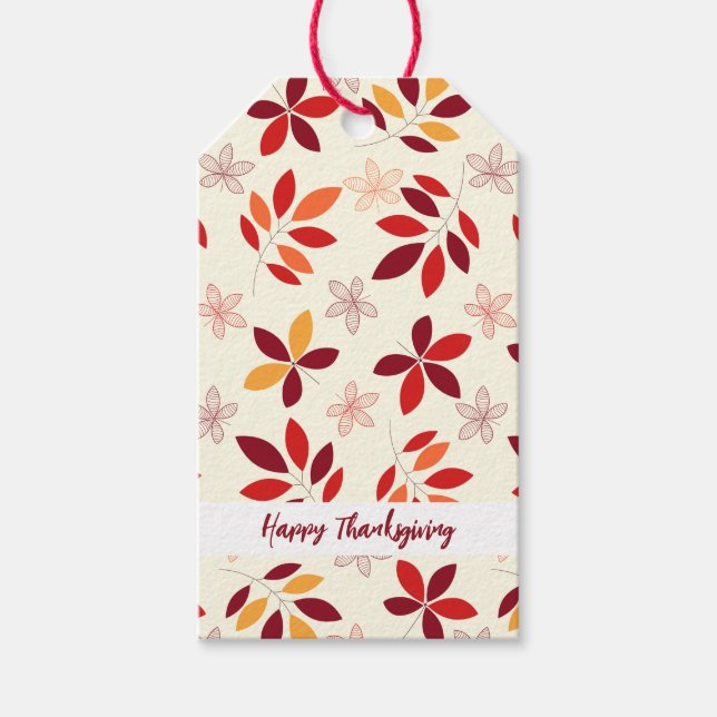 Cute Happy thanksgiving Höst löv Mönster Presentetikett (Framsidan)