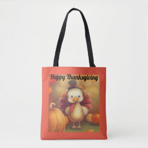 Cute Happy thanksgiving Turkey Tote Tygkasse