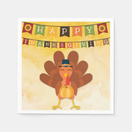 Cute Happy thanksgiving Turkiet Pappersservett