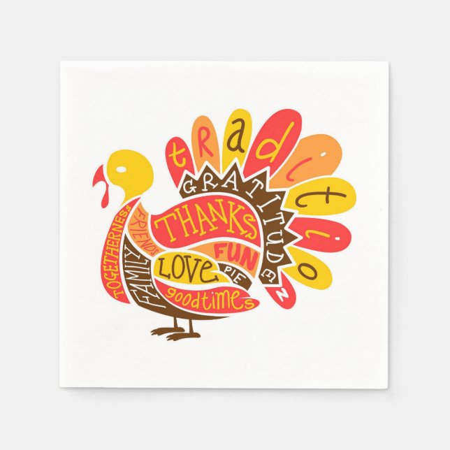 Cute Happy thanksgiving Turkiet tackcitat Pappert Pappersservett (Framsidan)