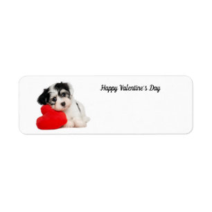 Cute Happy Valentines Dag Puppy Returadress Etikett