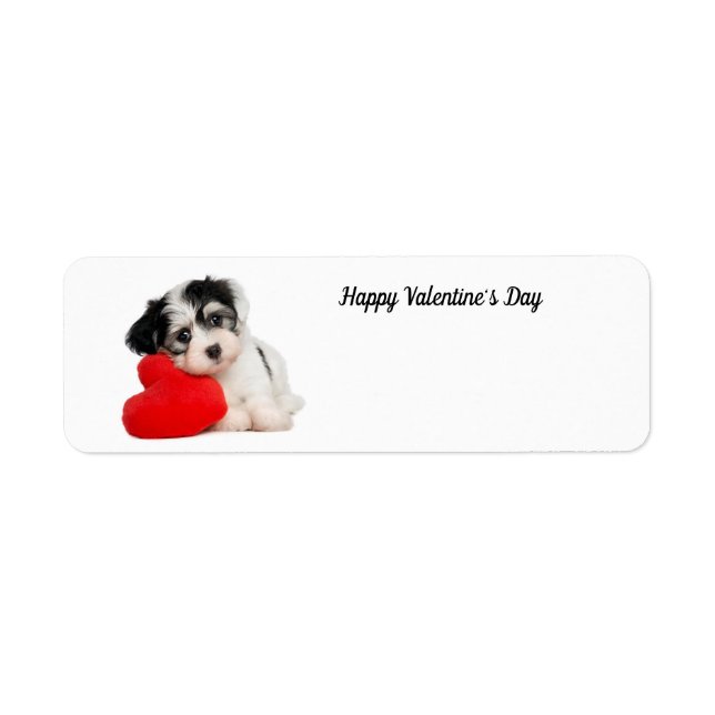 Cute Happy Valentines Dag Puppy Returadress Etikett (Framsidan)