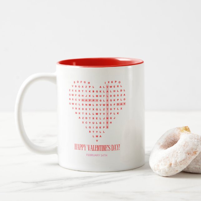Cute Happy Valentines Day Coffee Mug Två-Tonad Mugg (Med munk)
