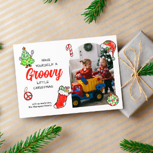 Cute har dig själv ett groovy Little julfoto Julkort