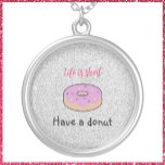 Cute har Donut Silverpläterat Halsband<br><div class="desc">Cute har en donatdesign med en frostig bild av blodutgjutningen.</div>