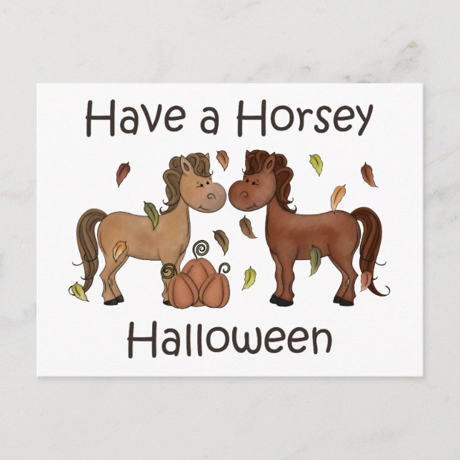 Cute har en Horsey Halloween-häst Helg Vykort (Framsida)