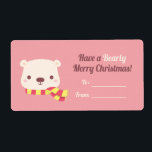 Cute har ett Beary God jul Decor Fraktsedel<br><div class="desc">En dekorativ etikett för julklappar och julklappar! Det är ansikte i en polar med röd och gult strimlad sjal och julklappens budskap "Ha en tidig God jul!" Perfekt för att le på mottagarens ansikte.</div>