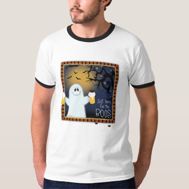Cute här för Boos Halloween Ghost Beer T Shirt (Framsida)