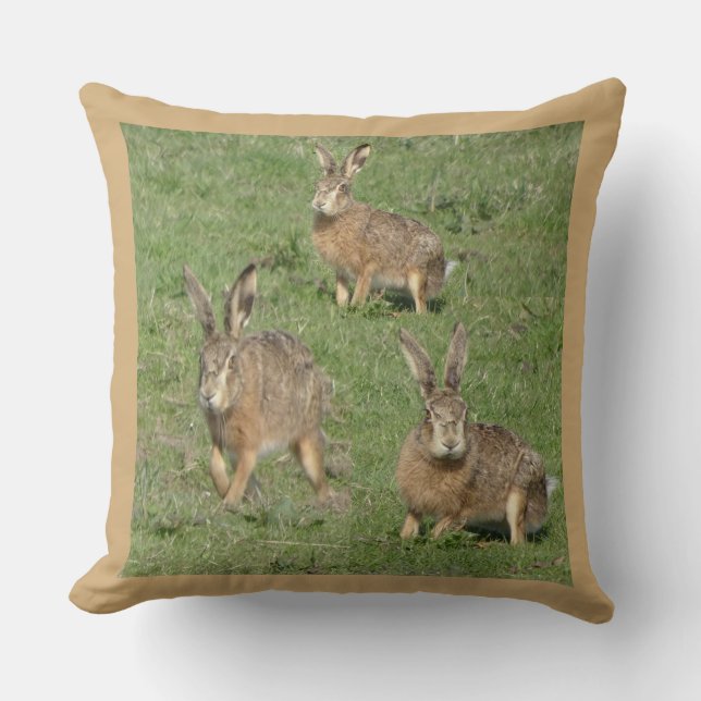 Cute Hare/ar Stäng Collage Dekorativ kudde (Framsida)