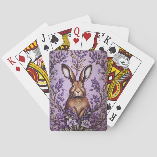Cute Hare med Lavender William Morris inspirerad Casinokort (Baksidan)