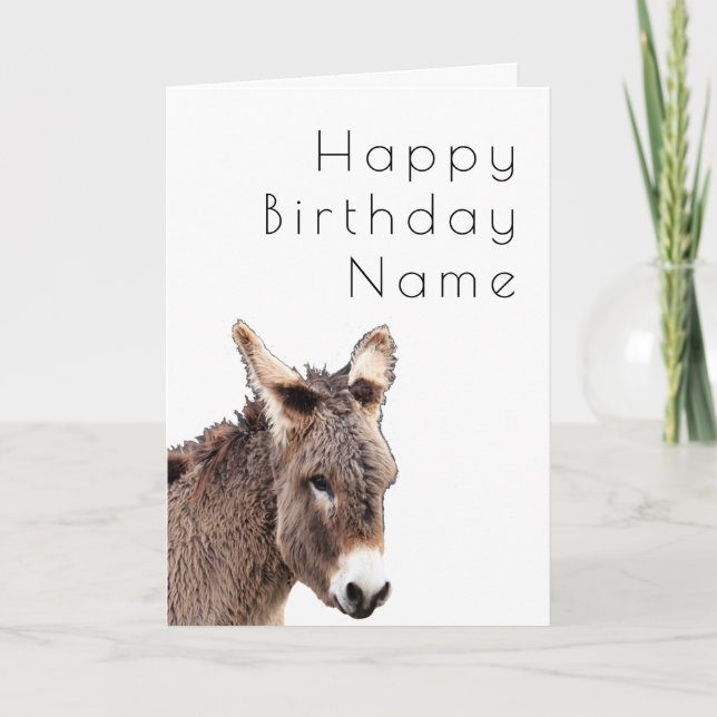 Cute Hårig Donkey Deco Birthday Card Kort (Framsida)