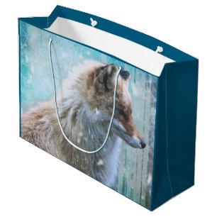 Cute Hårig Fox på Blue Grunge Background
