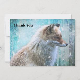 Cute Hårig Fox på Blue Grunge Background Tack Kort