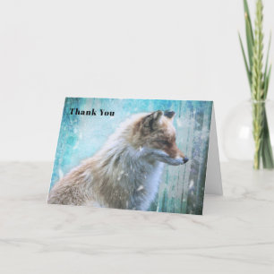 Cute Hårig Fox på Blue Grunge Background Tack Kort