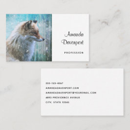 Cute Hårig Fox på Blue Grunge Background Visitkort