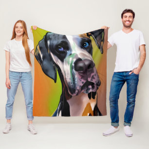 Cute Harlequin Great dane Fleecefilt