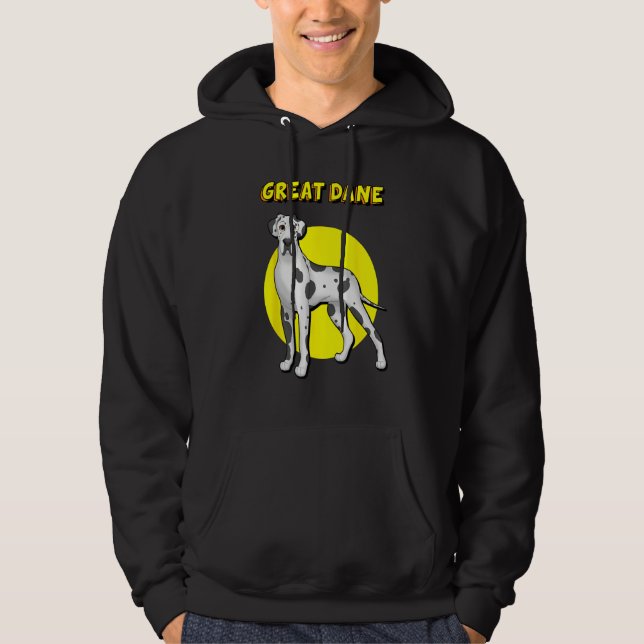 Cute Harlequin Great Dane Hoodie (Framsida)