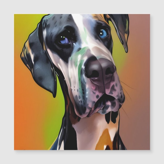 Cute Harlequin Great dane Magnet (Framsida)