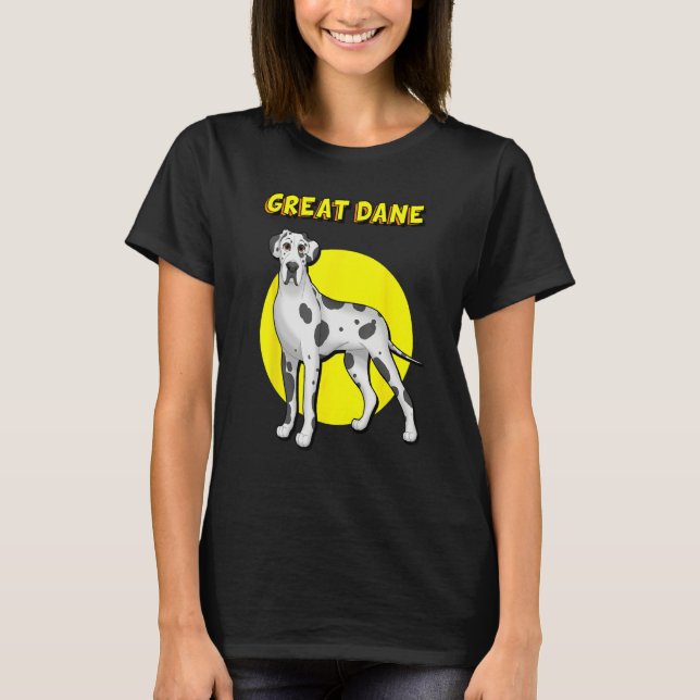 Cute Harlequin Great Dane T Shirt (Framsida)