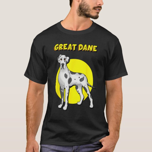 Cute Harlequin Great Dane T Shirt (Framsida)
