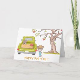 Cute Harvest Bear Lycklig Fall Helgkort
