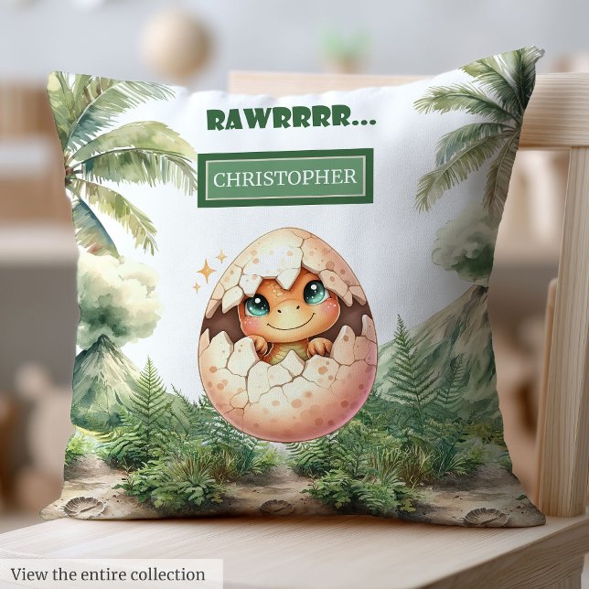 Cute Hatching Soon Baby Dinosaur Personlig Gift Kudde (Cute Hatching Soon Baby Dinosaur Personalized Gift Throw Pillow)