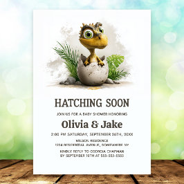 Cute Hatching Soon Dinosaur Baby Shower Invitation Inbjudningar