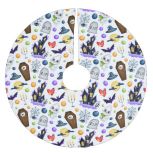 Cute Haunded House Halloween Mönster Julgransmatta Borstad Polyester
