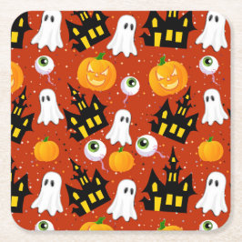 Cute Haunted House Party Underlägg Papper Kvadrat