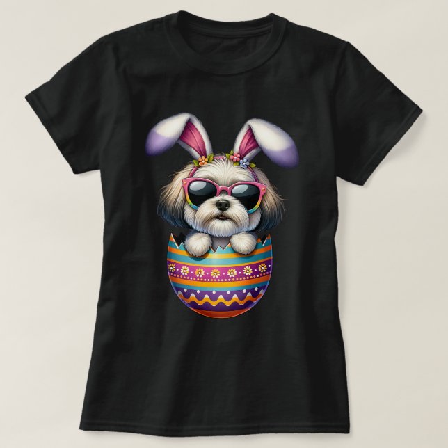Cute Havanese Egg Glad påsk Day Hund Pappa Hund Ma T Shirt (Design framsida)