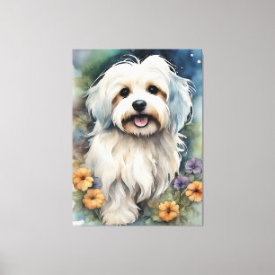 Cute Havanese Hund in Watercolor Canvastryck