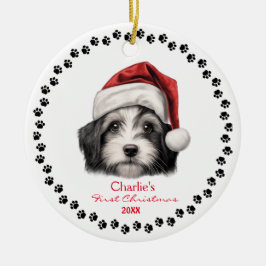 Cute Havanese Hund Santa Hat Tass 1:a jul Julgransprydnad Keramik