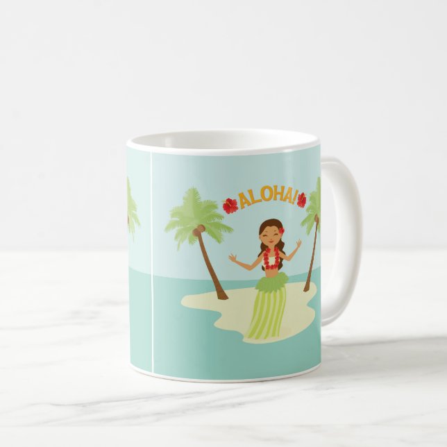Cute Hawaiian Luau Aloha Hula Girl Mugg (Framsida höger)