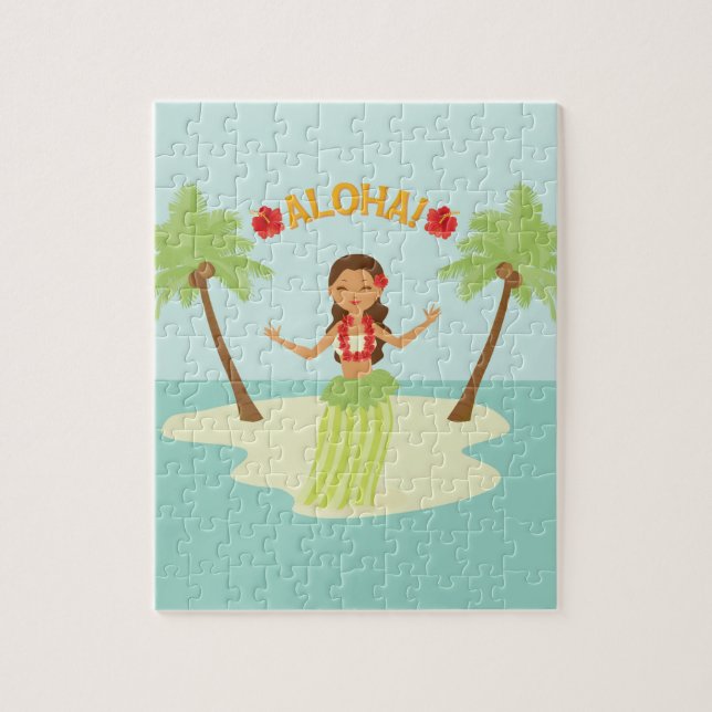 Cute Hawaiian Luau Hula Girl Puzzle Pussel (Vertikal)