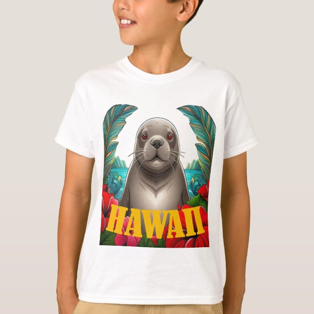 Cute Hawaiian Munk Seal T Shirt (Framsida)
