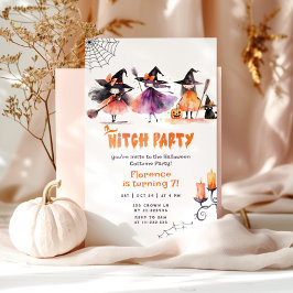 Cute häxa party Halloween-flickans födelsedag Inbjudningar