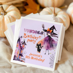 Cute häxa Spooktacular Birthday Halloween fest Pappersservett