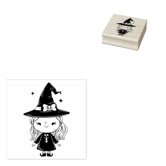 Cute häxhalloween stämpel (Stämplad)