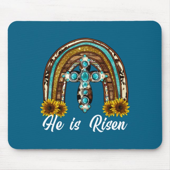 Cute He Risen Leopard Sunflower Cross Musmatta (Framsidan)
