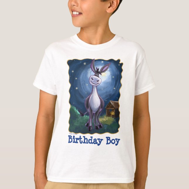 Cute Head och Svan Donkey Birthday Boy Tee Shirt (Framsida)