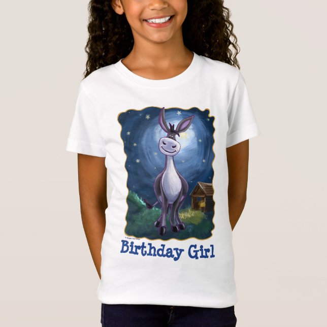 Cute Head och Svan Donkey Birthday Girl Tee (Framsida)