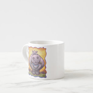 Cute Head och Svan Hippopotamus Espressomugg